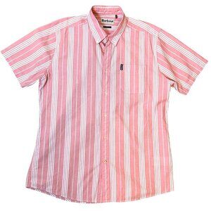 Barbour Striped Short Sleeve Button Down Tailored Fit Shirt Mens Size M Classic